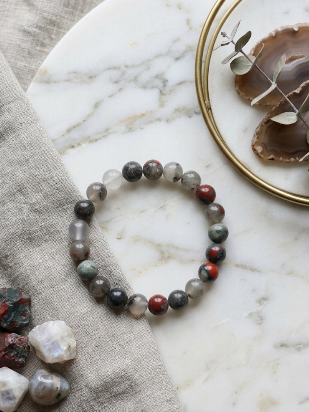 Bloodstone Crystal Bracelet 7” | Natural Stones | Grounding Magic | Raw Elegance